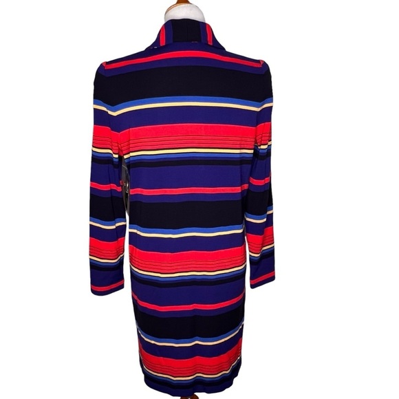 Mislook Striped Color Block Tailored Long Knit Jacket Size M NWT Chunky Button - Picture 5 of 14